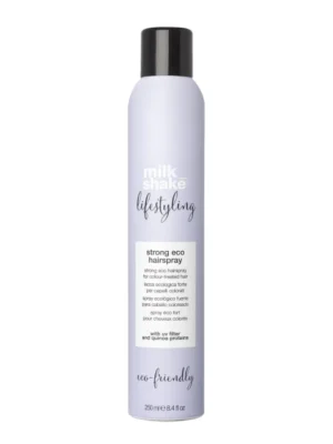 MILK SHAKE ECO STRONG HAIRSPRAY STIPRIOS FIKSACIJOS EKOLOGIŠKAS LAKAS DAŽYTIEMS PLAUKAMS, 250ml